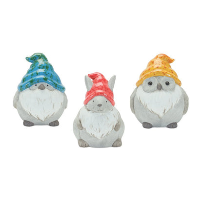 Set of Six Gray Terracotta Wildlife Gnomes HomeRoots