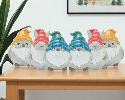 Set of Six Gray Terracotta Wildlife Gnomes HomeRoots