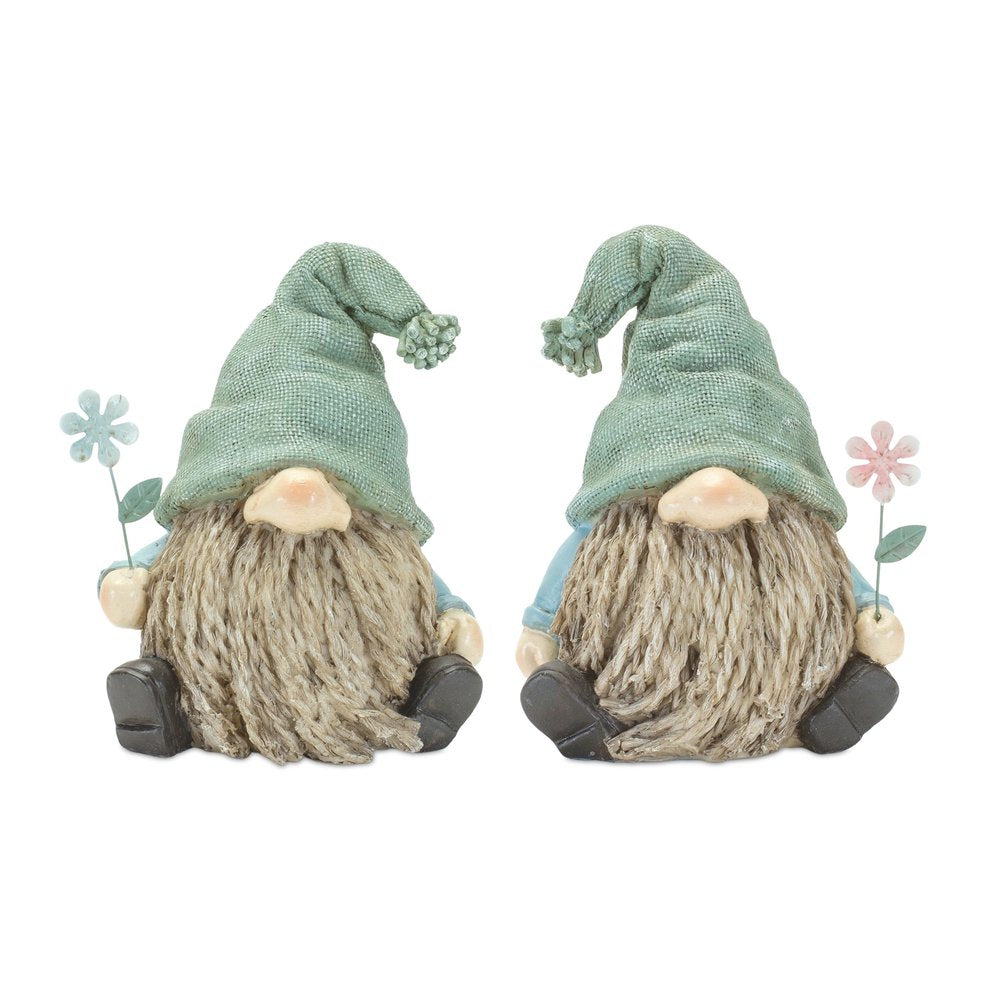 Set of Four Brown And Green Polyresin Gnomes HomeRoots