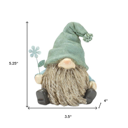 Set of Four Brown And Green Polyresin Gnomes HomeRoots