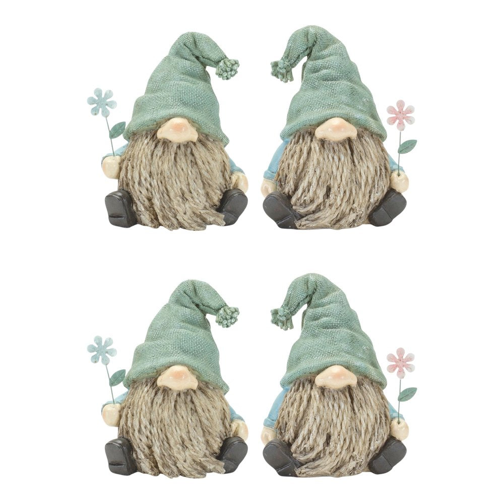 Set of Four Brown And Green Polyresin Gnomes HomeRoots