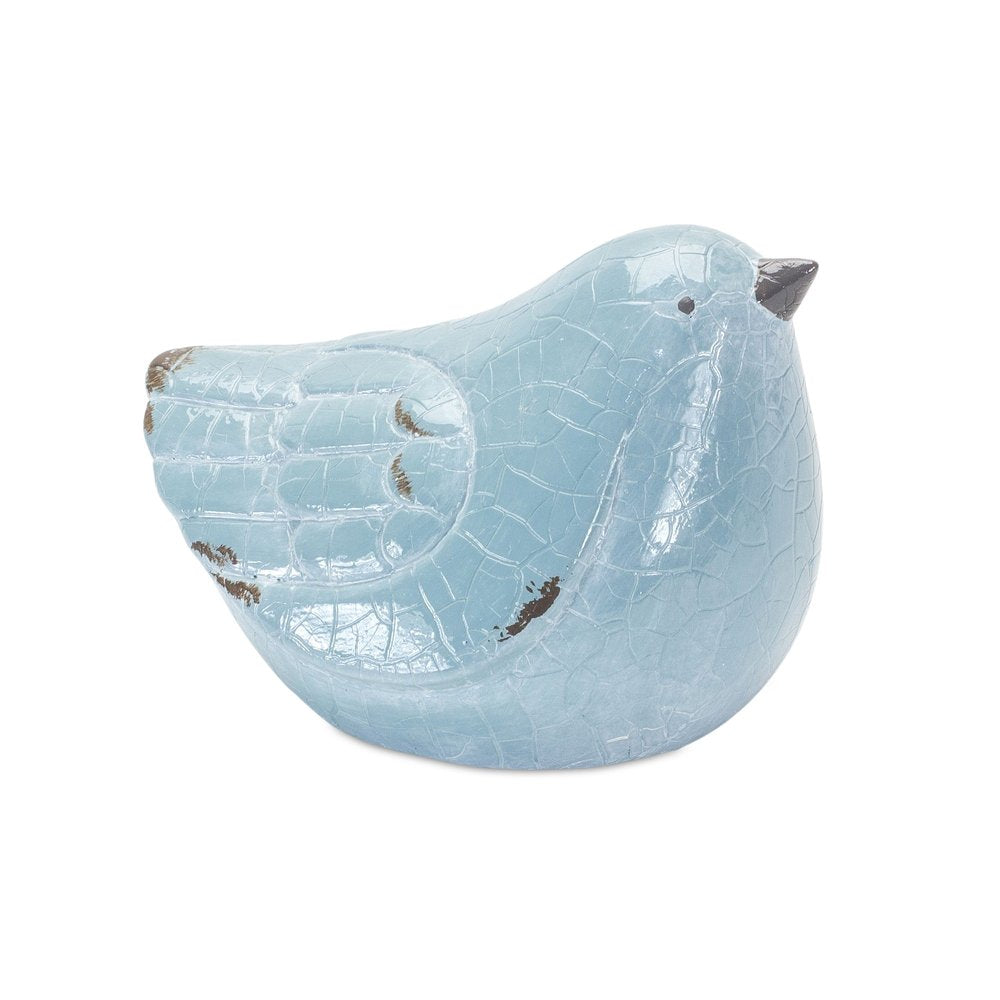 Set of Four Blue Terracotta Bird Figurines HomeRoots