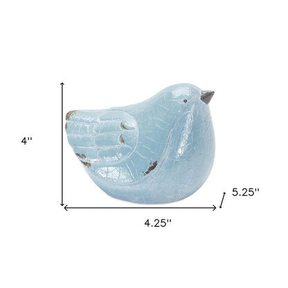 Set of Four Blue Terracotta Bird Figurines HomeRoots