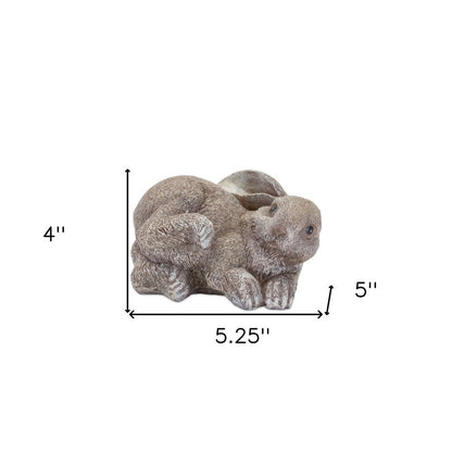 Set of Four 4" Gray and Brown Polyresin Rabbit Figurine Tabletop Sculpture HomeRoots