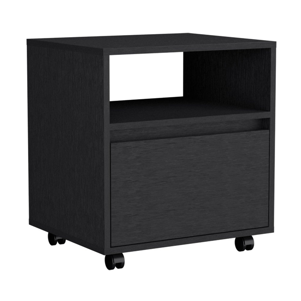 21" White Wood One Drawer Rolling Nightstand — view 6