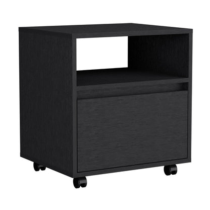 21" White Wood One Drawer Rolling Nightstand HomeRoots