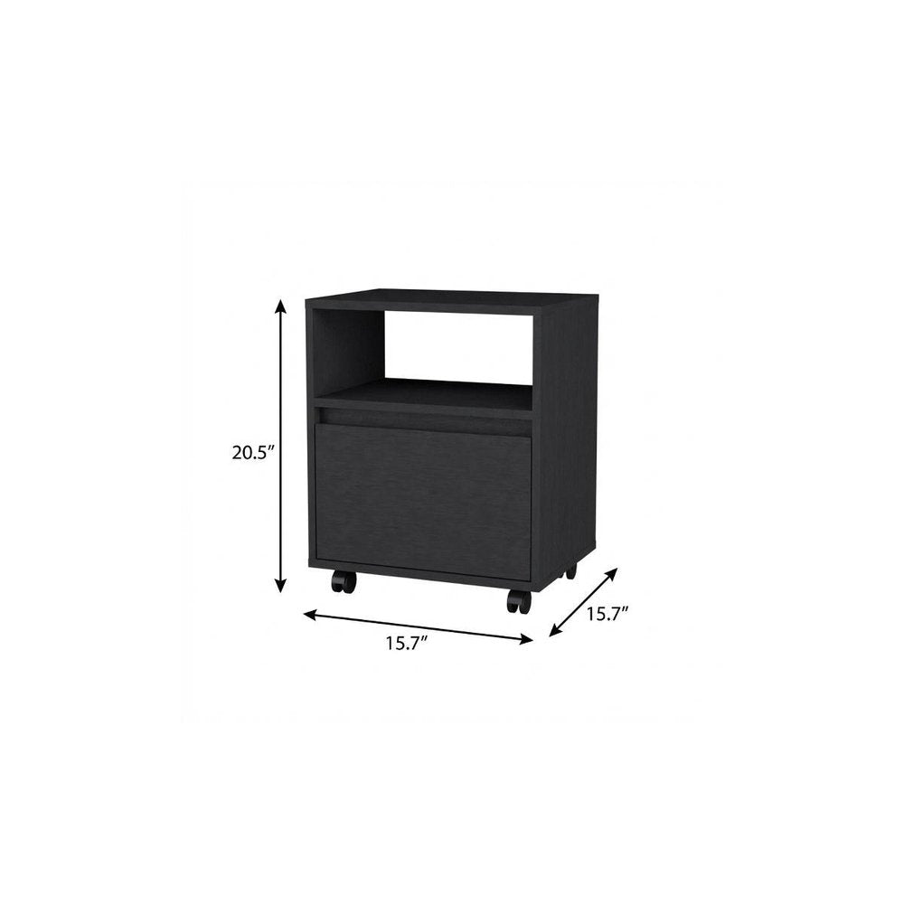 21" White Wood One Drawer Rolling Nightstand — view 9