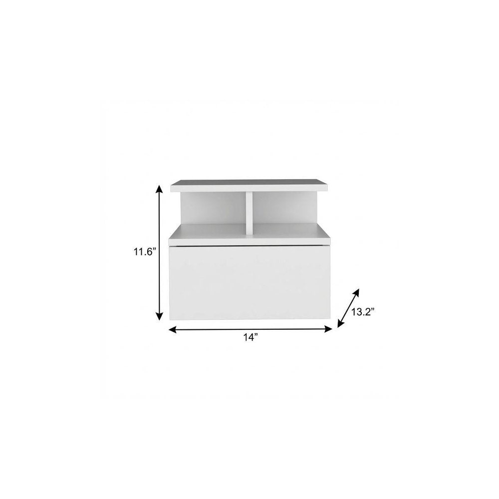 14" White Wood One Drawer Floating Nightstand HomeRoots