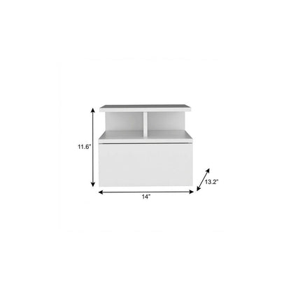 14" White Wood One Drawer Floating Nightstand HomeRoots
