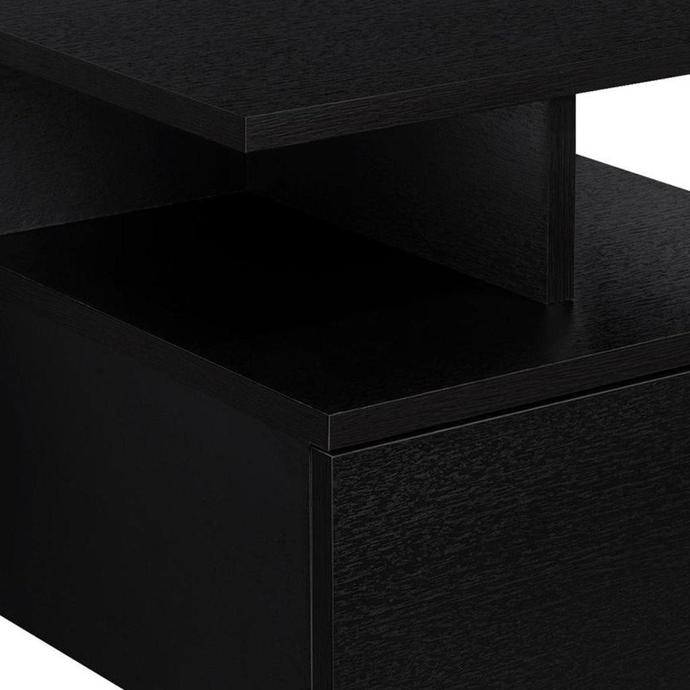 14" White Wood One Drawer Floating Nightstand — view 7