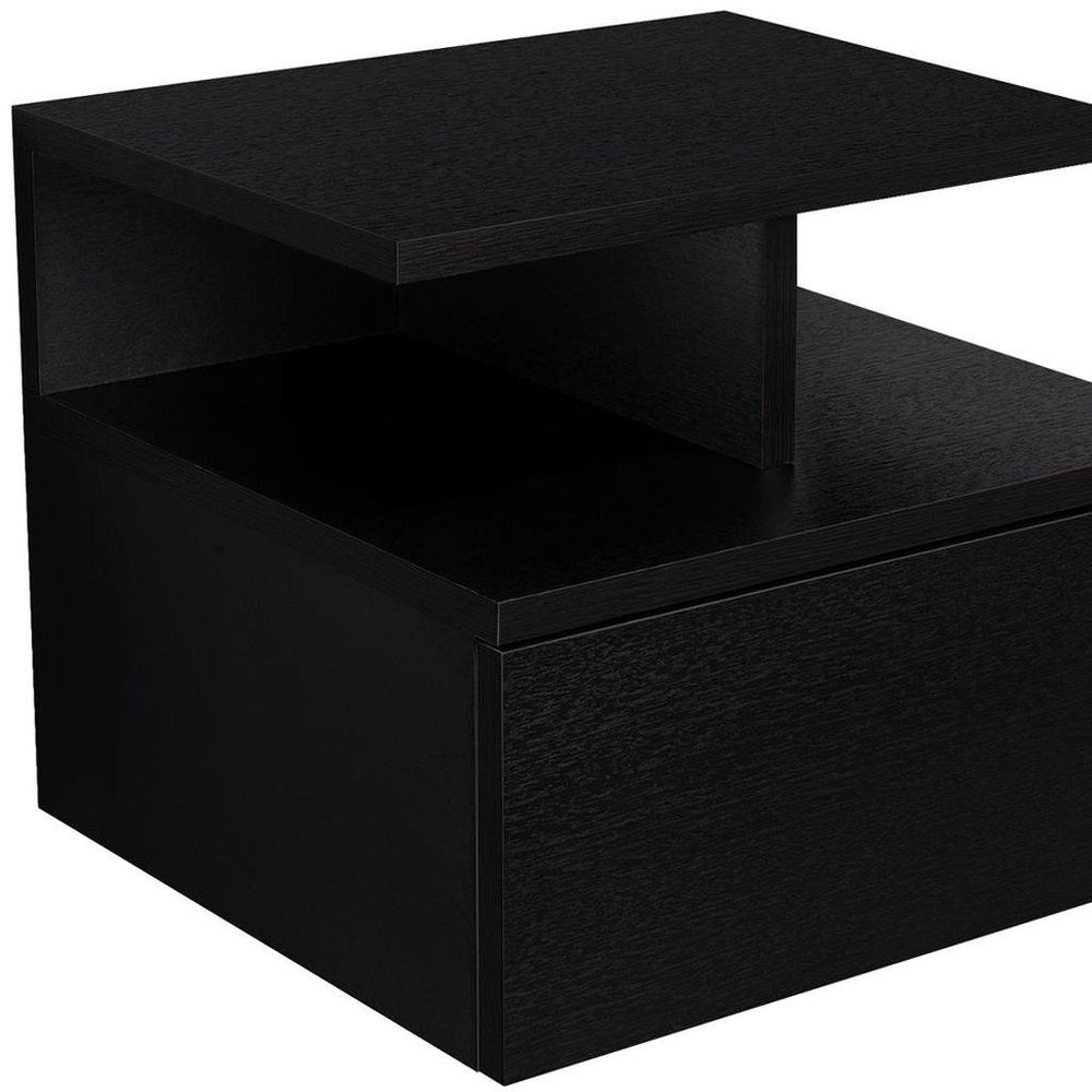 14" White Wood One Drawer Floating Nightstand HomeRoots