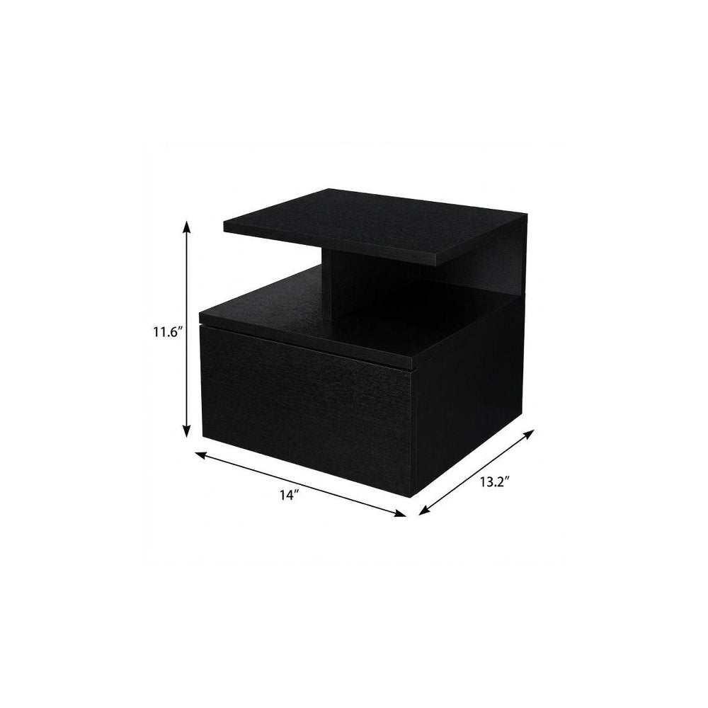 14" White Wood One Drawer Floating Nightstand HomeRoots