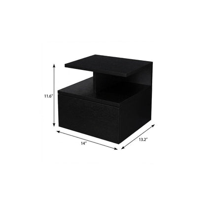 14" White Wood One Drawer Floating Nightstand