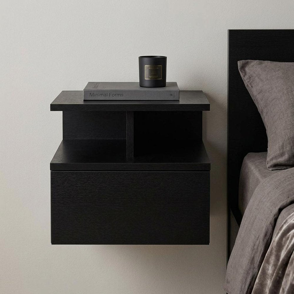 14" White Wood One Drawer Floating Nightstand HomeRoots