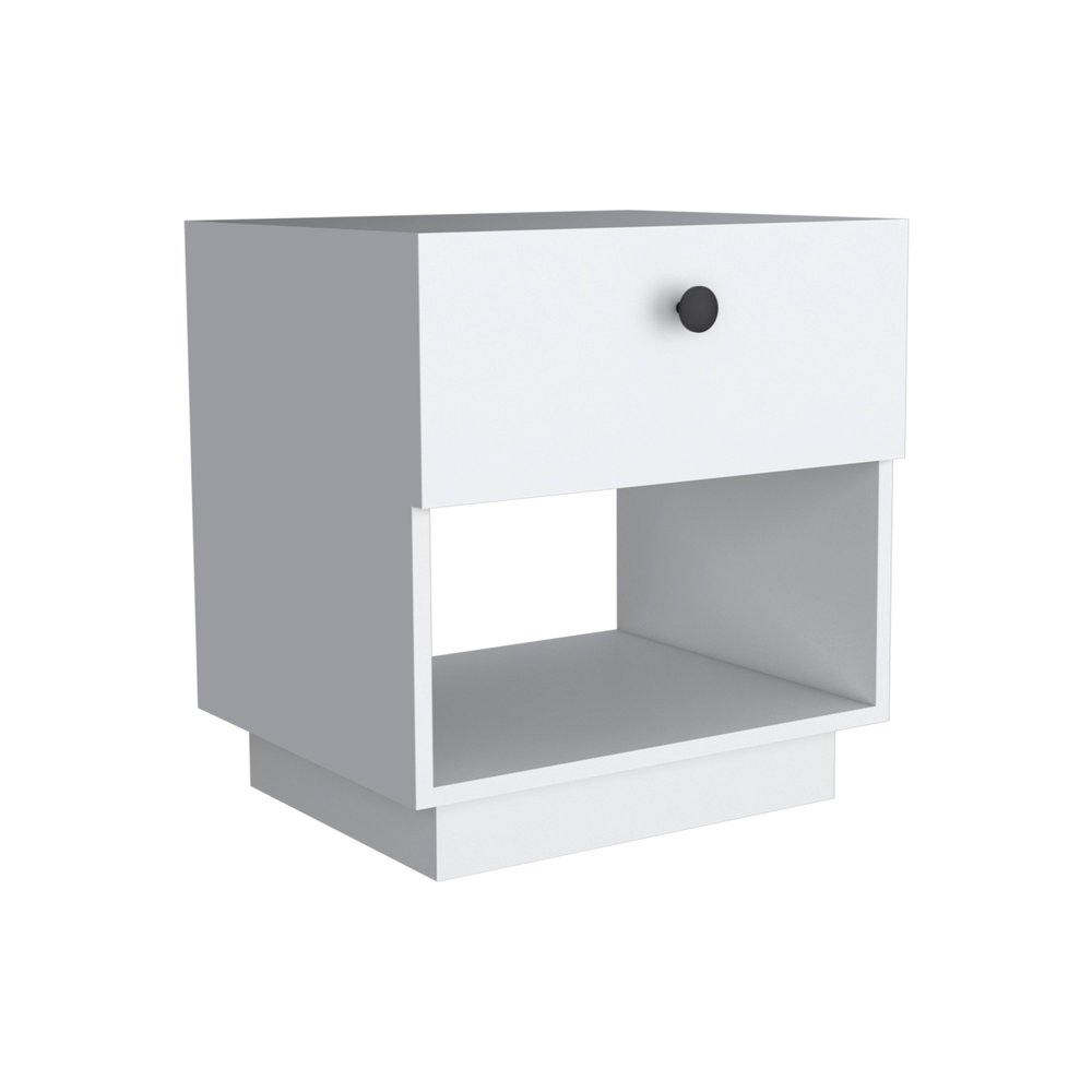 20" Black Wood One Drawer Nightstand — view 1