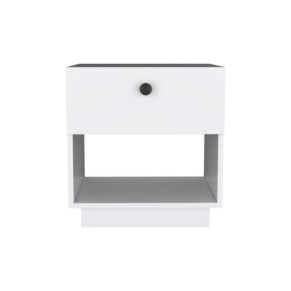20" White Wood One Drawer Nightstand — view 4