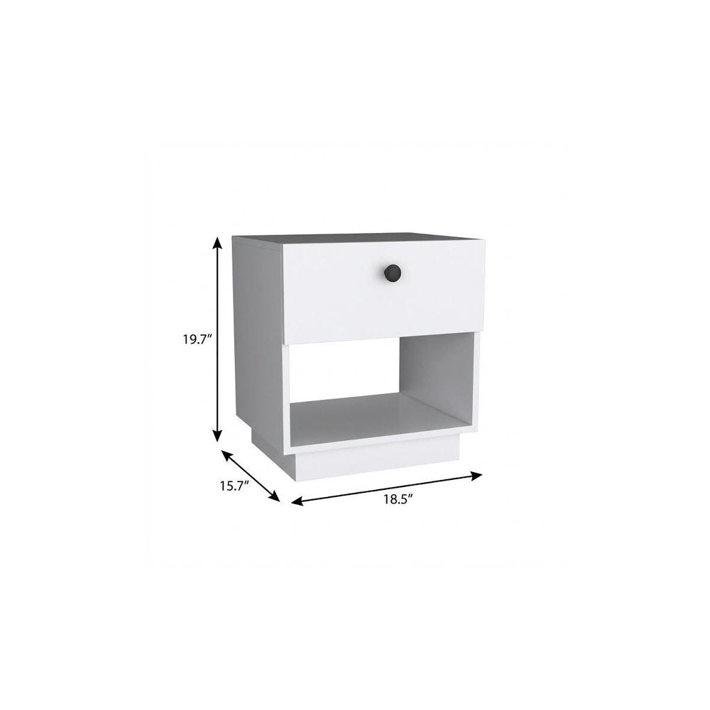 20" White Wood One Drawer Nightstand HomeRoots