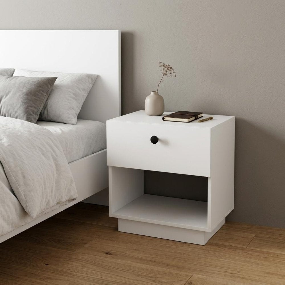 20" Black Wood One Drawer Nightstand — view 6