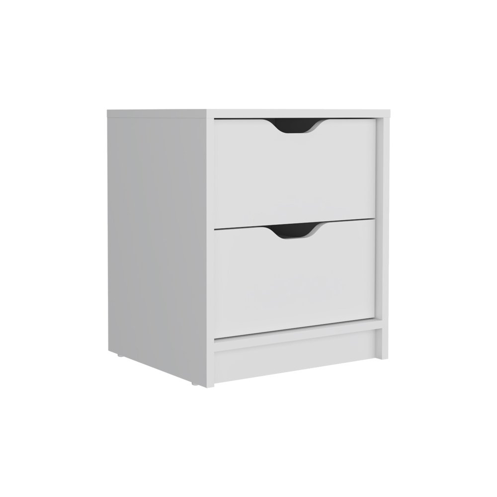 19" White Wood Two Drawer Nightstand HomeRoots