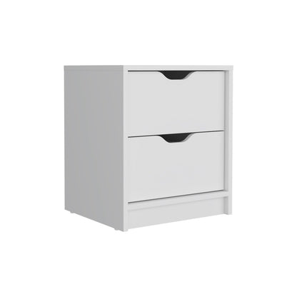 19" White Wood Two Drawer Nightstand HomeRoots
