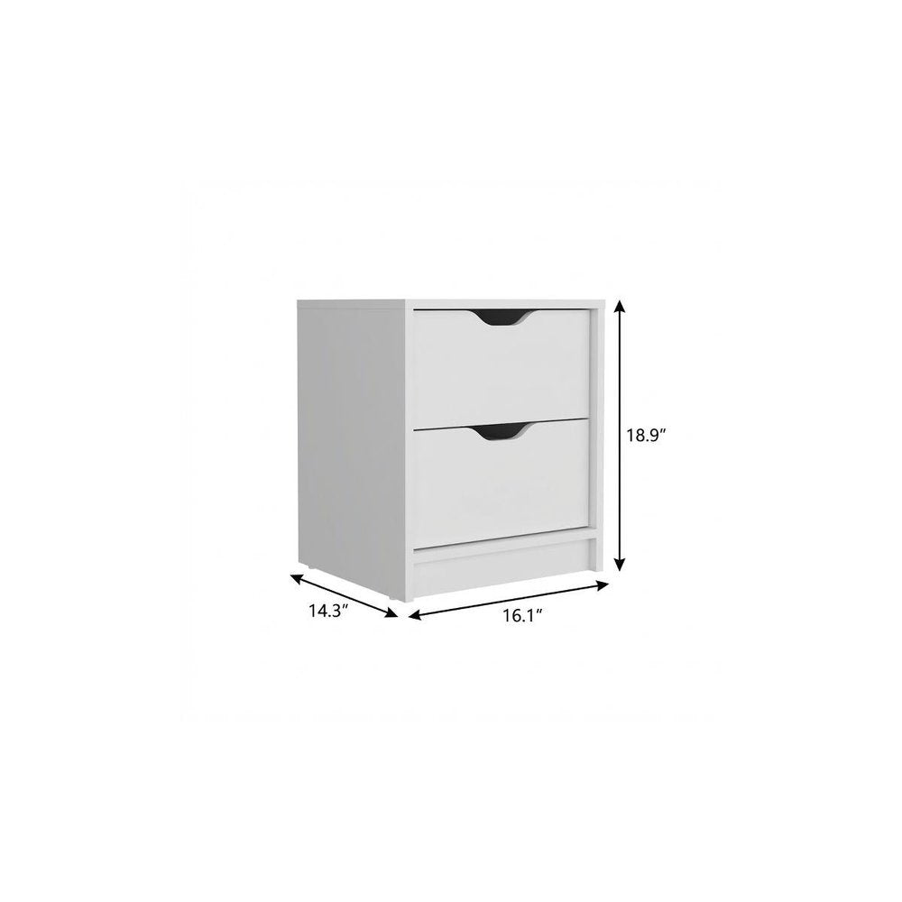 19" White Wood Two Drawer Nightstand HomeRoots