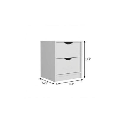 19" White Wood Two Drawer Nightstand HomeRoots