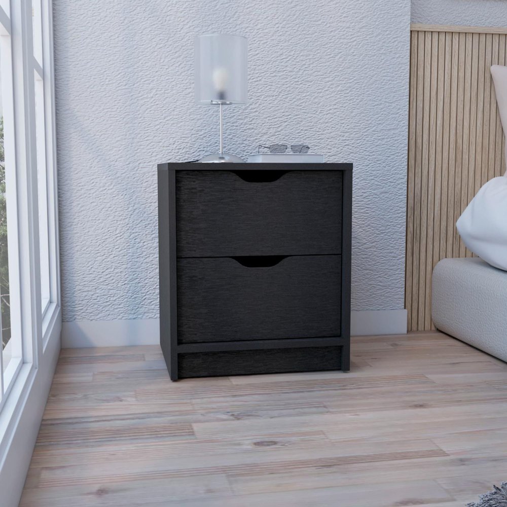 19" White Wood Two Drawer Nightstand HomeRoots