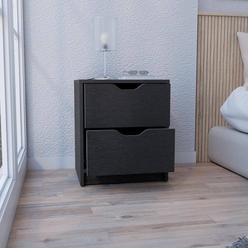 19" White Wood Two Drawer Nightstand HomeRoots
