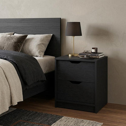 19" White Wood Two Drawer Nightstand HomeRoots