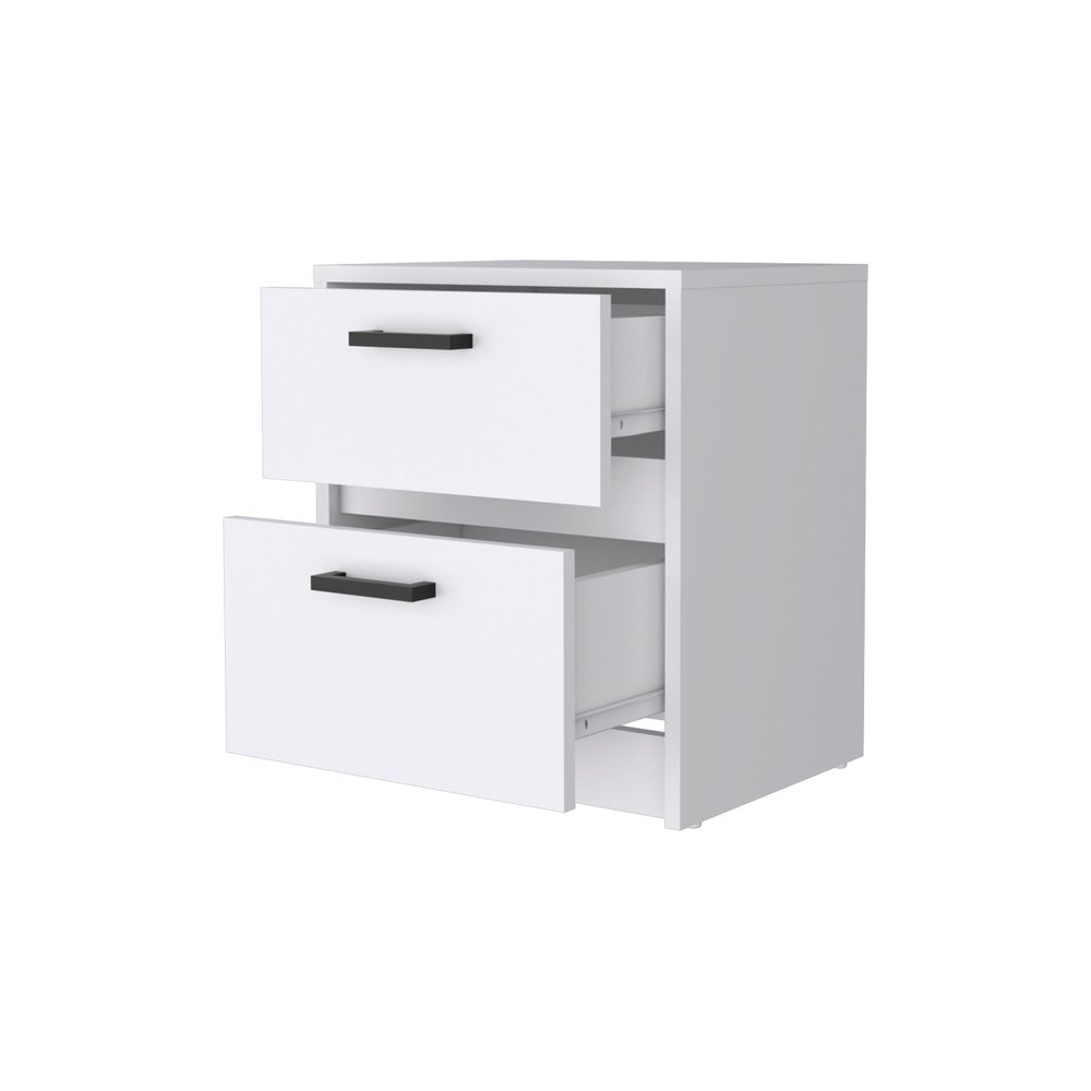 19" White Wood Two Drawer Nightstand with Integrated Tech — view 5