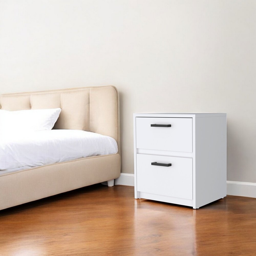19" White Wood Two Drawer Nightstand with Integrated Tech — view 7