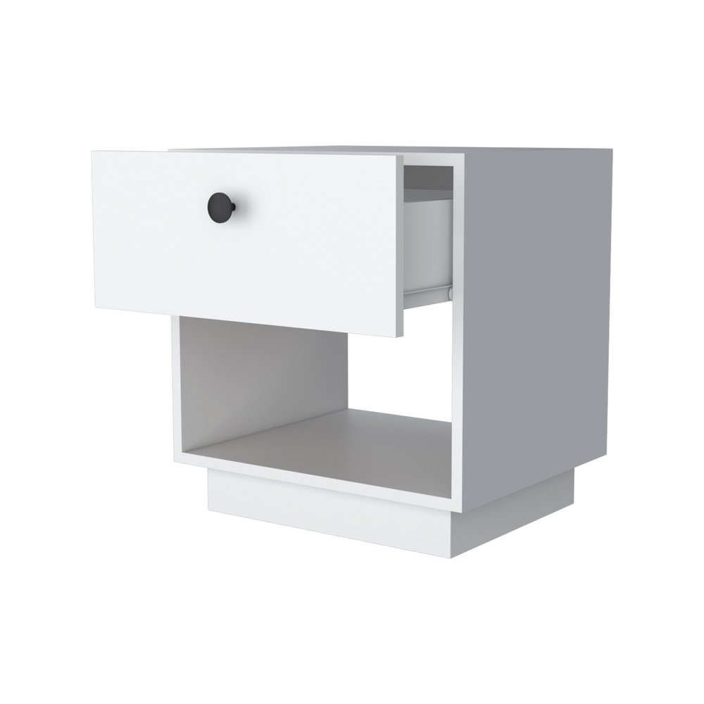 20" White Wood One Drawer Nightstand with Integrated Tech — view 4