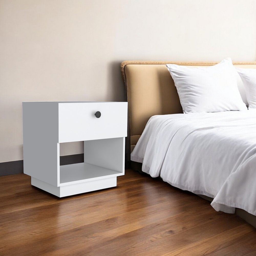 20" White Wood One Drawer Nightstand with Integrated Tech — view 5