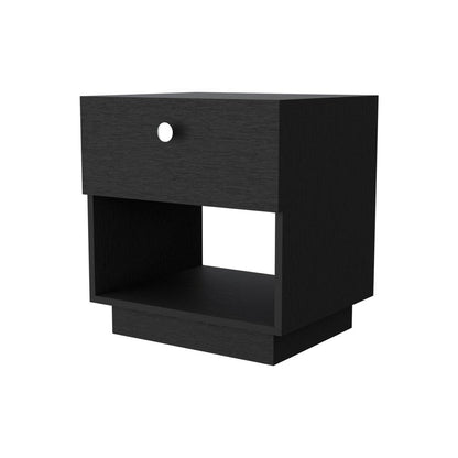 20" Black Wood One Drawer Nightstand with Integrated Tech