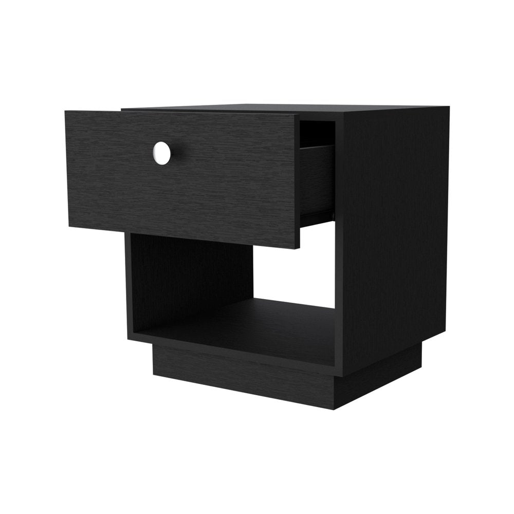 20" Black Wood One Drawer Nightstand with Integrated Tech — view 4