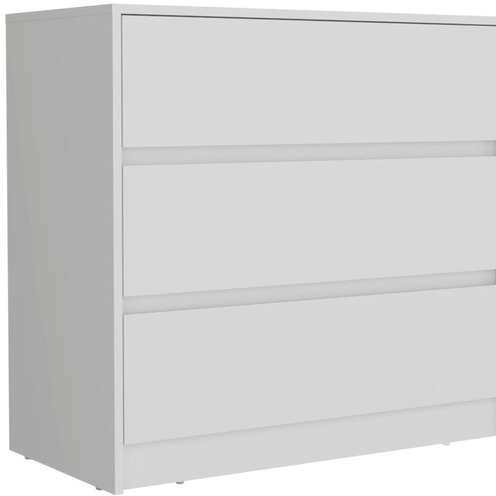 33" White Wood Three Drawer Dresser — view 3