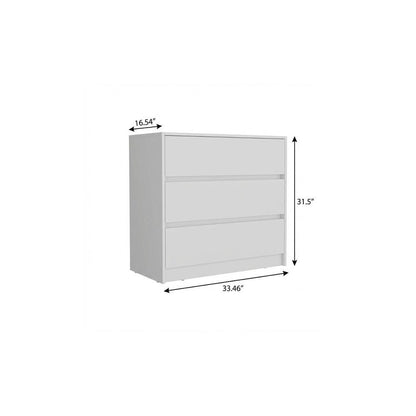 33" White Wood Three Drawer Dresser HomeRoots