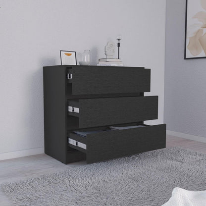 33" Black Wood Three Drawer Dresser HomeRoots