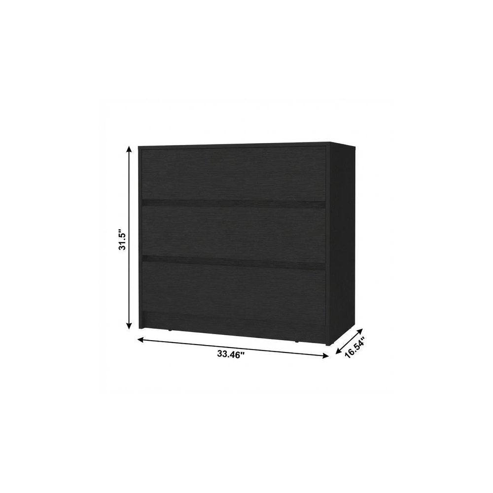 33" Black Wood Three Drawer Dresser — view 5