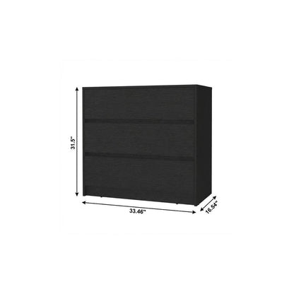 33" Black Wood Three Drawer Dresser HomeRoots