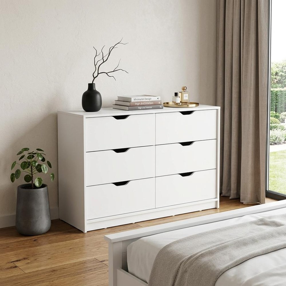 31" Black Wood Two Door Four Drawer Combo Dresser HomeRoots