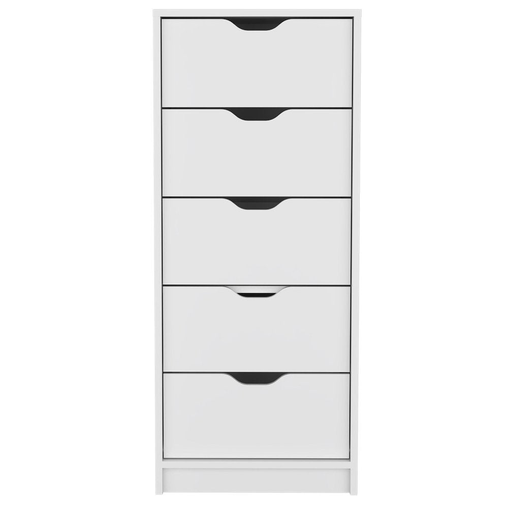 18" White Five Drawer Dresser HomeRoots