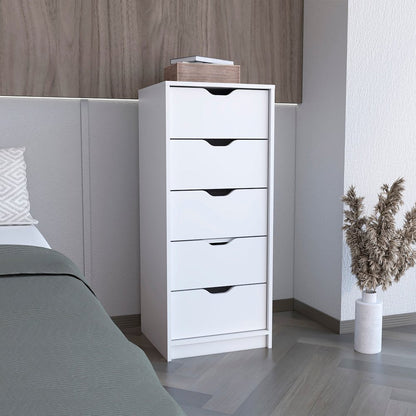 18" White Five Drawer Dresser HomeRoots