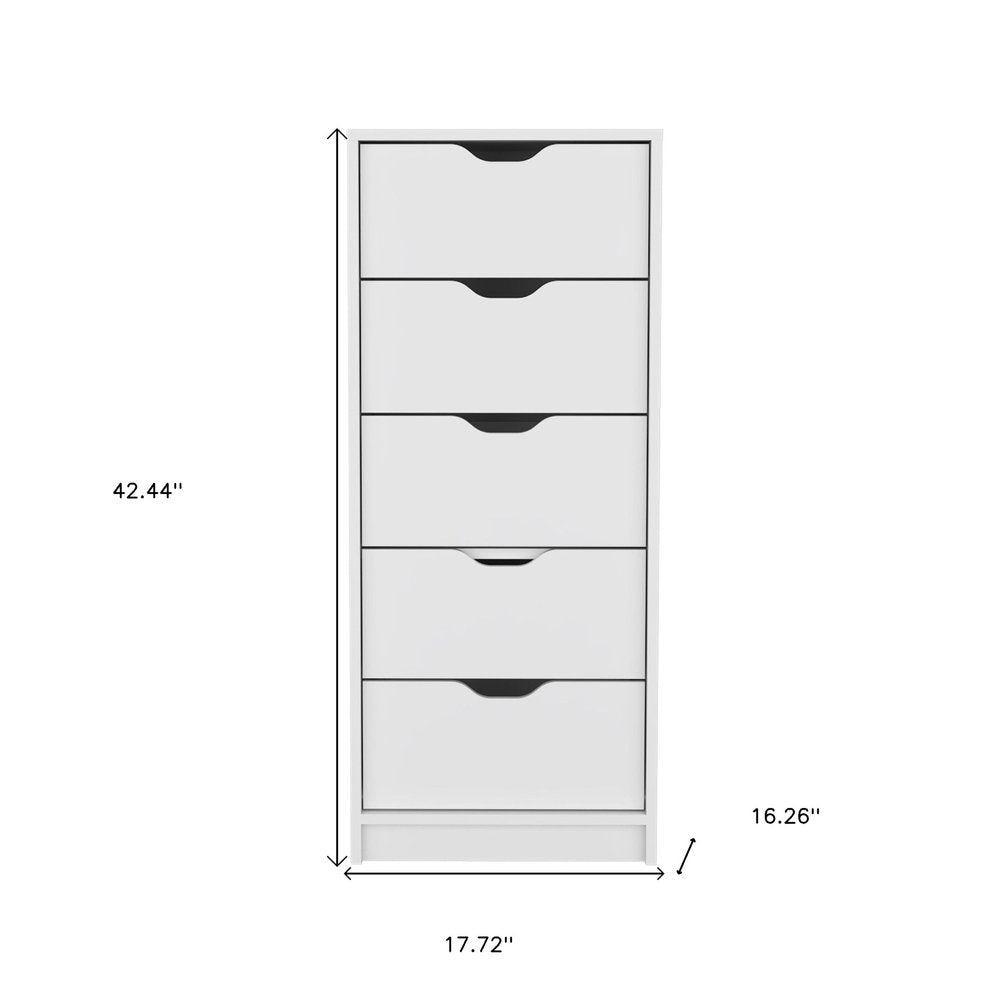 18" White Five Drawer Dresser HomeRoots
