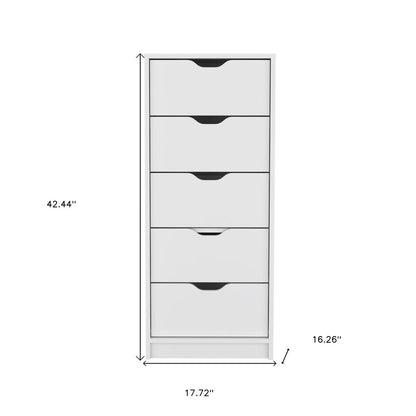 18" White Five Drawer Dresser HomeRoots