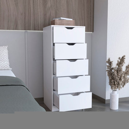 18" White Five Drawer Dresser HomeRoots
