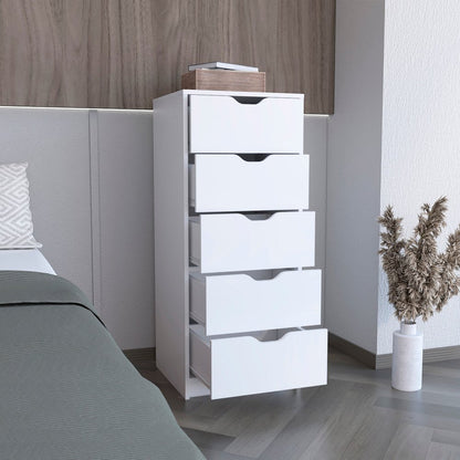 18" White Five Drawer Dresser HomeRoots