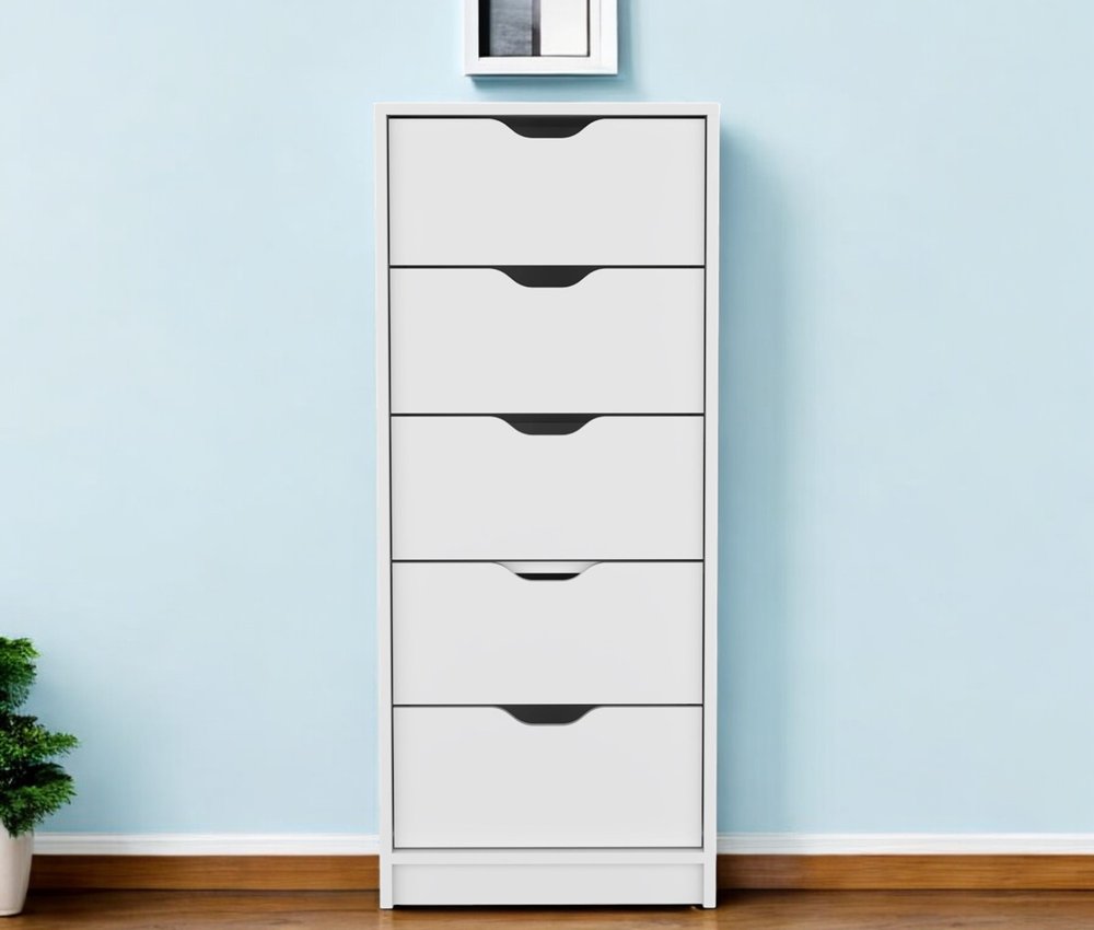 18" White Five Drawer Dresser HomeRoots