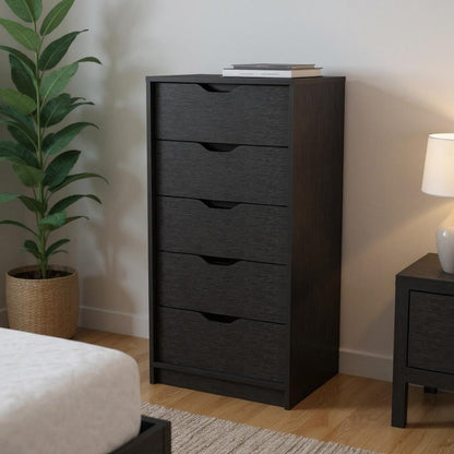 18" White Five Drawer Dresser HomeRoots