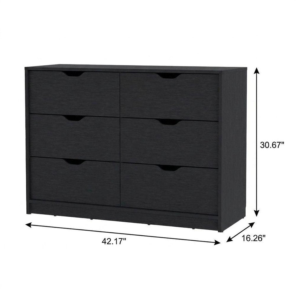 31" Black Wood Two Door Four Drawer Combo Dresser HomeRoots